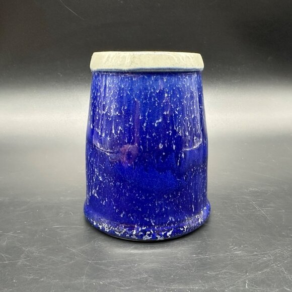 Vintage Art Pottery Mug Whitefish Montana Blue Drip Glaze 2004 Handmade Cup - Picture 5 of 11